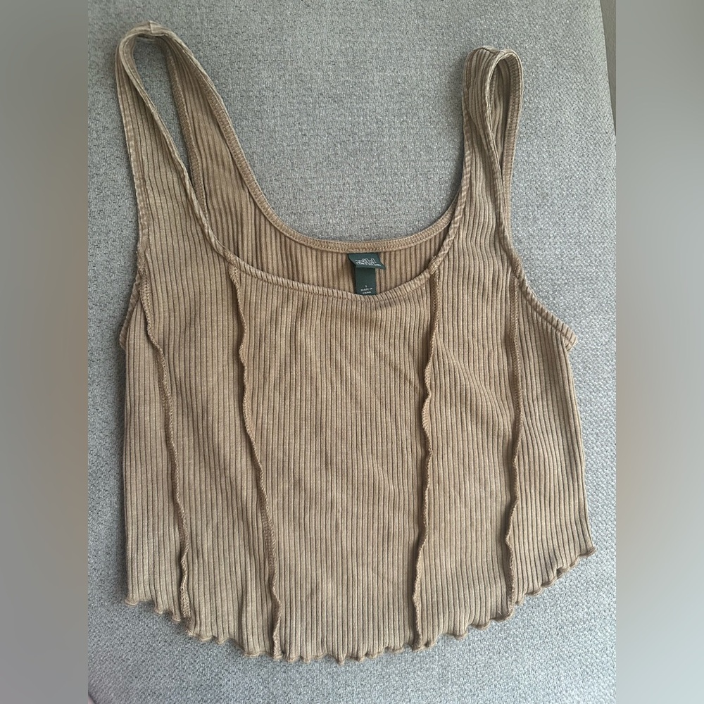 Wild Fable Tan Ribbed Cropped Tank Top